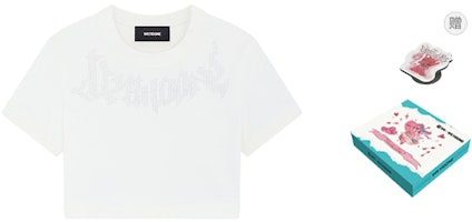 (Women) WE11DONE SS24 Rhinestone Slim Fit Round Neck Short Sleeve T-Shirt Women WD-TT1-24-734-W-WH (Women) WE11DONE SS24 Rhinestone Slim Fit Round Neck Short Sleeve T-Shirt Women WD-TT1-24-734-W-WH