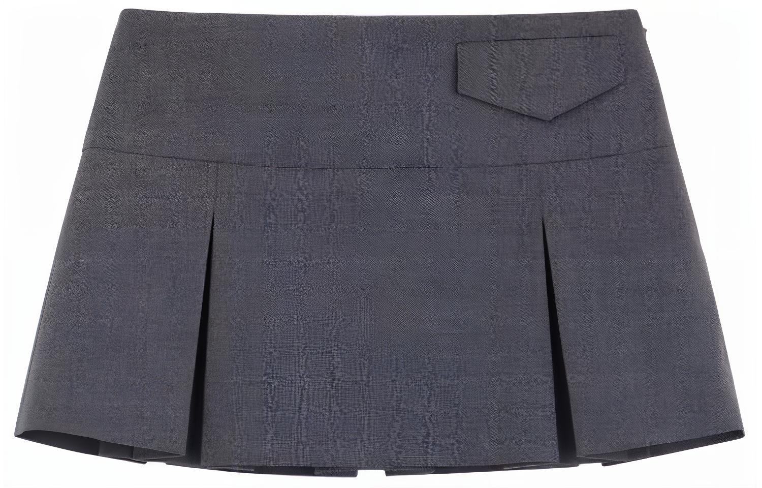 (Women) WE11DONE SS24 Solid Pocket Mini Skirt Women’s Casual Dark Grey WD-SK1-24-242-W-GY