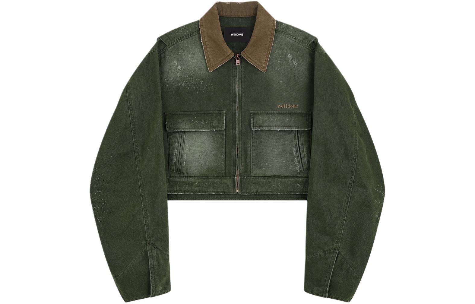 (Women) WE11DONE SS24 Washed Logo Short Denim Jacket  Green WD-DJ0-24-309-W-KK 圖 2