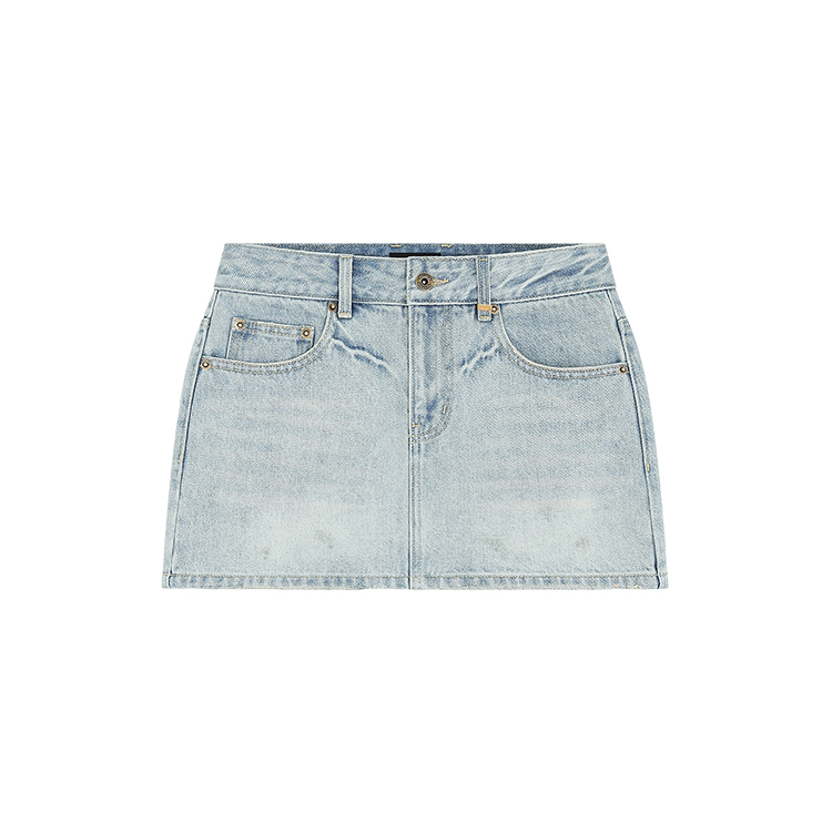 (Women) WE11DONE Washed Denim Mini Skirt  Light Blue WD-DS2-24-370-W-SK