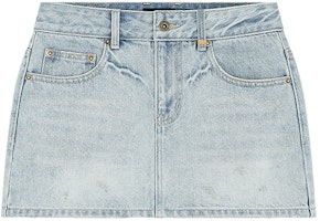 (Women) WE11DONE Washed Denim Mini Skirt Light Blue WD-DS2-24-370-W-SK (Women) WE11DONE Washed Denim Mini Skirt Light Blue WD-DS2-24-370-W-SK