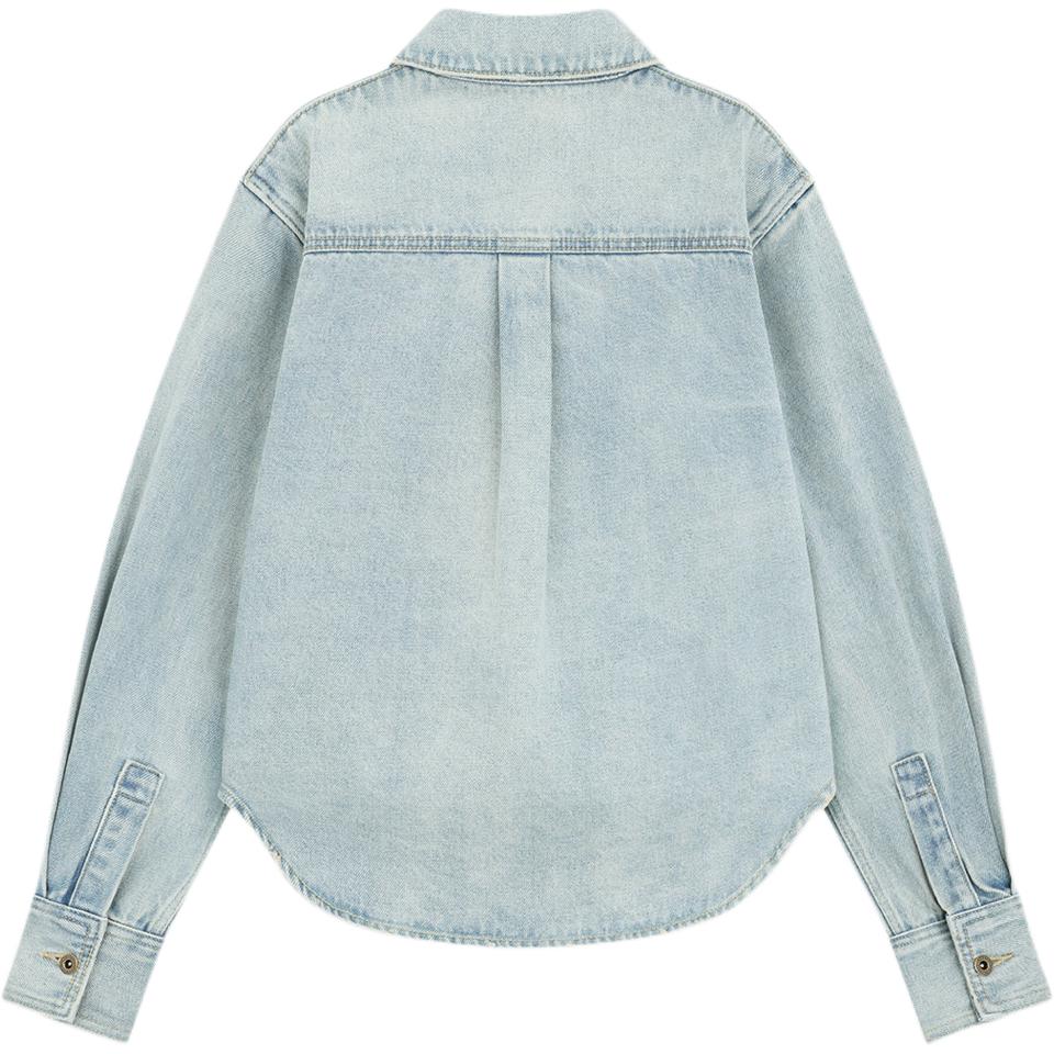 (Women) WE11DONE Washed Single-Breasted Pocket Long Sleeve Shirt Women Blue WD-DB2-24-351-W-SK 圖 3