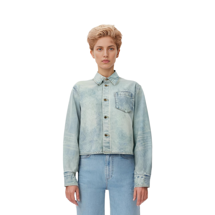 (Women) WE11DONE Washed Single-Breasted Pocket Long Sleeve Shirt Women Blue WD-DB2-24-351-W-SK 圖 4