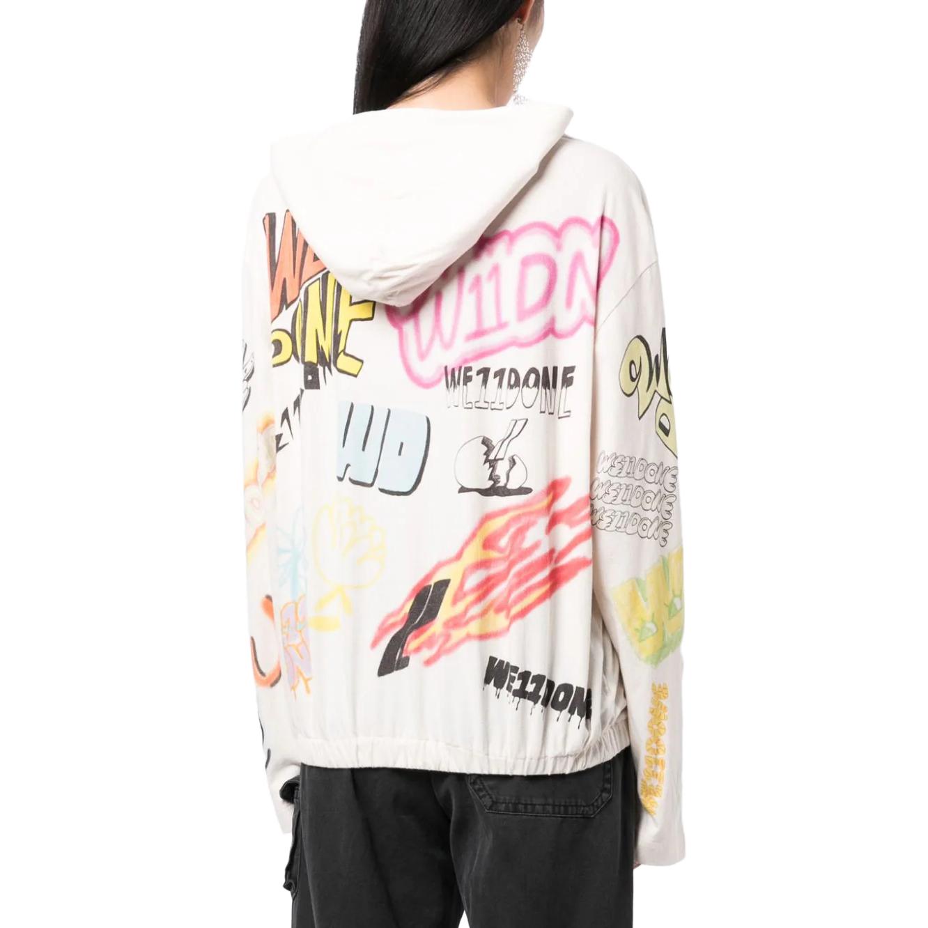(Women) WE11DONE White Pullover Hoodie with All-Over Letter Print WD-TH3-23-892-U-IV 圖 5