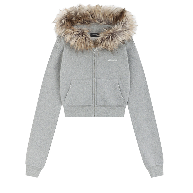 (Women) WE11DONE Y2K Girlfriend Style Short Fleece Zip Hoodie Jacket Women Grey. WD-TJ2-24-854-W-MG 圖 2