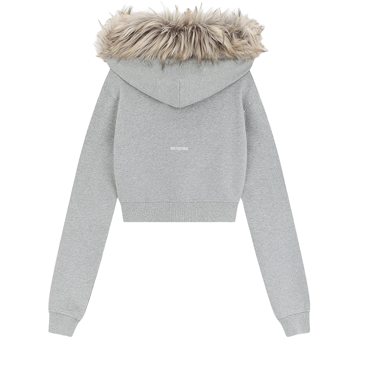 (Women) WE11DONE Y2K Girlfriend Style Short Fleece Zip Hoodie Jacket Women Grey. WD-TJ2-24-854-W-MG 圖 3