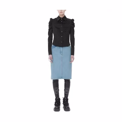 (Women) WE11DONE Zip-Up Straight Denim Skirt WD-DS3-21-325-W-BL
