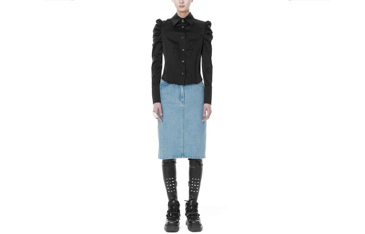 Order (Women) WE11DONE Zip-Up Straight Denim Skirt WD-DS3-21-325-W-BL