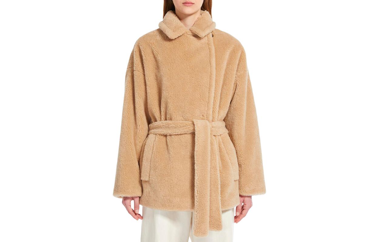 (Women) WEEKEND MaxMara  Beige Belted Wool Coat with Collar Detail. 5081074106