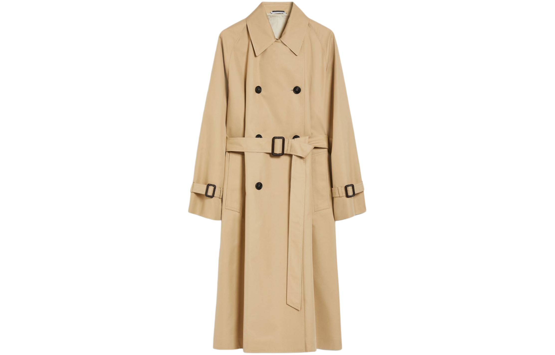 (Women) WEEKEND MaxMara  Beige Double-Breasted Long Trench Coat with Lapels 5021021600024-CANASTA