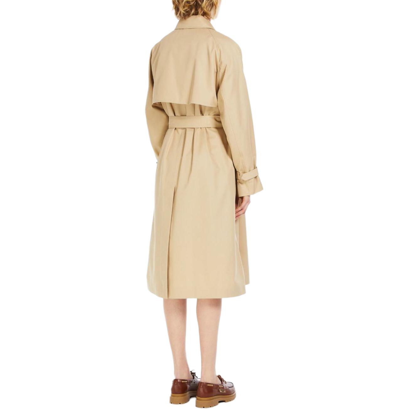Shop (W) WEEKEND MaxMara Beige Trench Coat Panjang Double-Breasted dengan Kerah 5021021600024-CANASTA