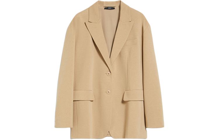 (Women) WEEKEND MaxMara  Beige Single-Breasted Loose-Fit Blazer Jacket. 5911014106