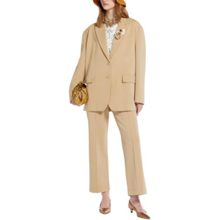 Lookbook (W) 위켄드 막스마라 베이지 싱글브레스트 루즈핏 블레이저 재킷. 5911014106