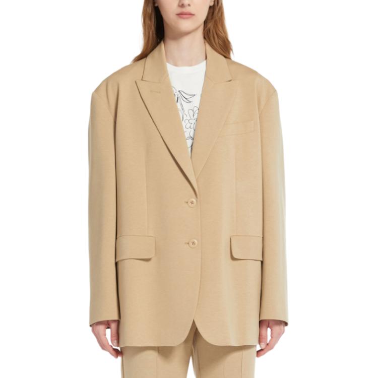 Shop (W) 위켄드 막스마라 베이지 싱글브레스트 루즈핏 블레이저 재킷. 5911014106