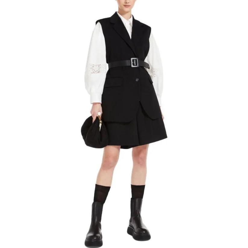 Lookbook (W) WEEKEND MaxMara Blazer Hitam Tanpa Lengan Slim-Fit Single-Breasted. 2359160239600-003