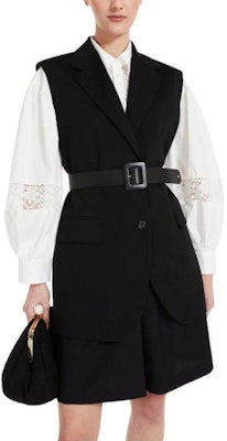 (W) WEEKEND MaxMara Blazer Hitam Tanpa Lengan Slim-Fit Single-Breasted. 2359160239600-003 Shop (W) WEEKEND MaxMara Blazer Hitam Tanpa Lengan Slim-Fit Single-Breasted. 2359160239600-003