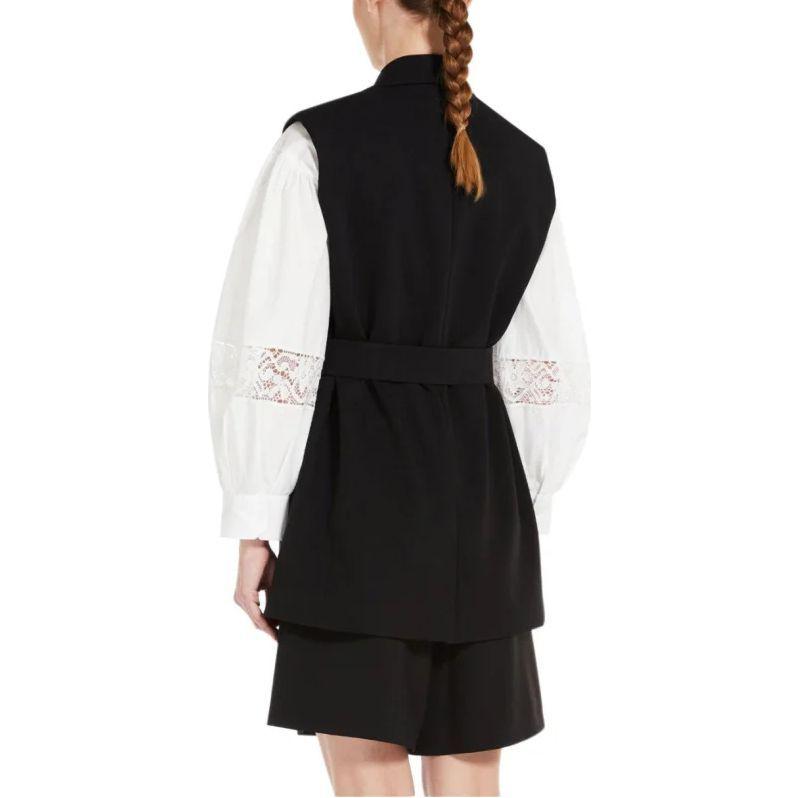 Purchase (W) WEEKEND MaxMara Blazer Hitam Tanpa Lengan Slim-Fit Single-Breasted. 2359160239600-003