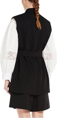 (W) WEEKEND MaxMara Blazer Hitam Tanpa Lengan Slim-Fit Single-Breasted. 2359160239600-003 Purchase (W) WEEKEND MaxMara Blazer Hitam Tanpa Lengan Slim-Fit Single-Breasted. 2359160239600-003