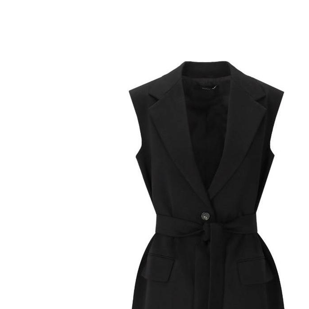 Details for (W) WEEKEND MaxMara Blazer Hitam Tanpa Lengan Slim-Fit Single-Breasted. 2359160239600-003