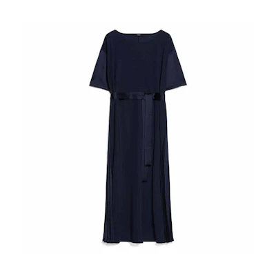 (Women) WEEKEND MaxMara Black Solid Color Midi Crewneck Short Sleeve Dress 5626024106-004