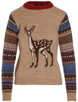 (Women) WEEKEND MaxMara Brown Jacquard Knit Sweater with Colorblock Design 53661923600-005 (Women) WEEKEND MaxMara Brown Jacquard Knit Sweater with Colorblock Design 53661923600-005