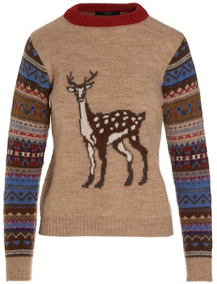 (W) WEEKEND MaxMara 棕色提花拼色設計針織毛衣 53661923600-005 Order (W) WEEKEND MaxMara 棕色提花拼色設計針織毛衣 53661923600-005