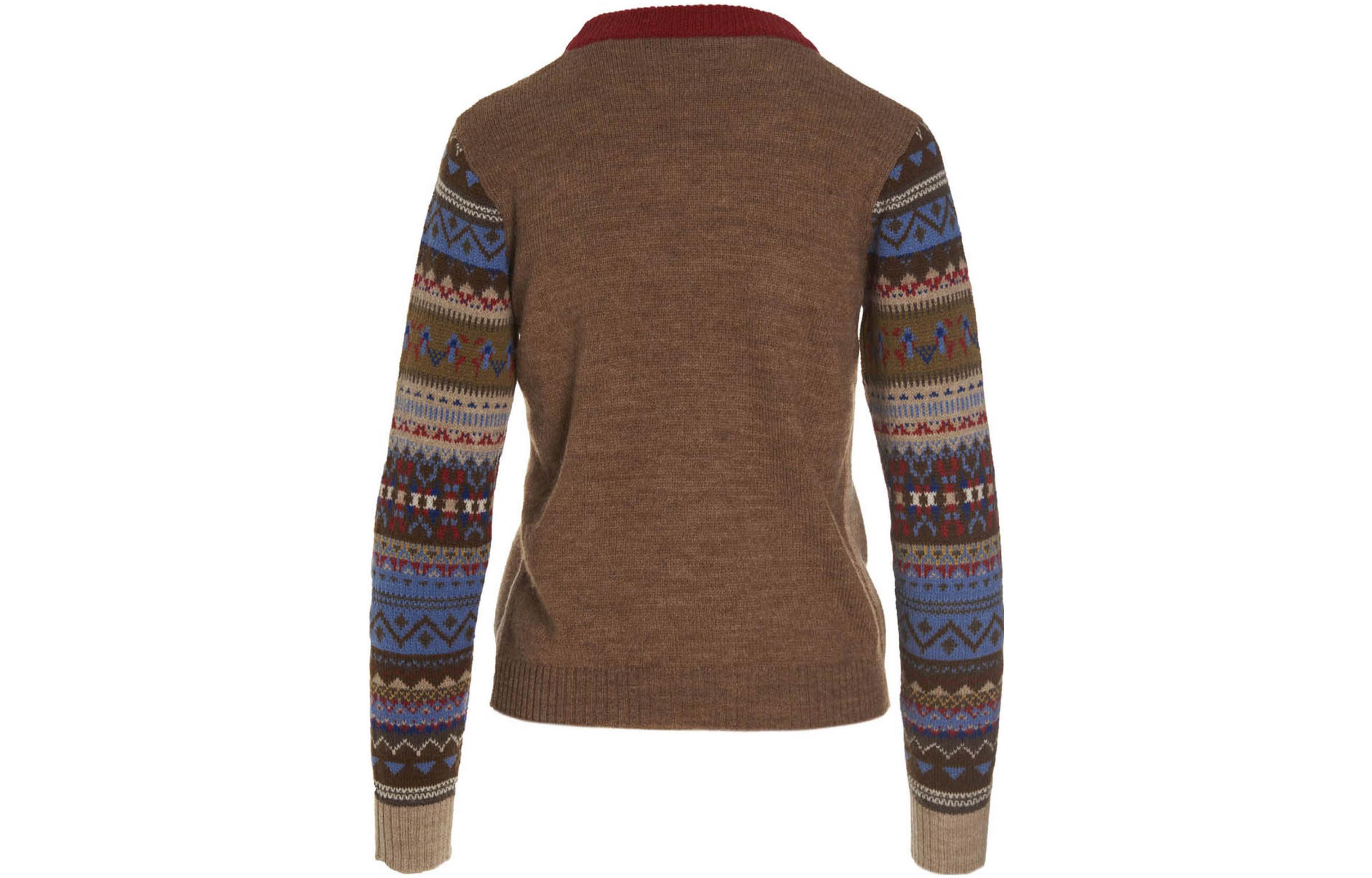 Lookbook (W) WEEKEND MaxMara 棕色提花拼色設計針織毛衣 53661923600-005