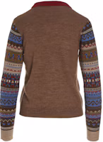 Lookbook (Women) WEEKEND MaxMara Brown Jacquard Knit Sweater with Colorblock Design 53661923600-005
