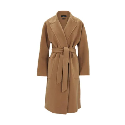 (Women) WEEKEND MaxMara Brown Solid Color Belted Coat. 50160329600-016