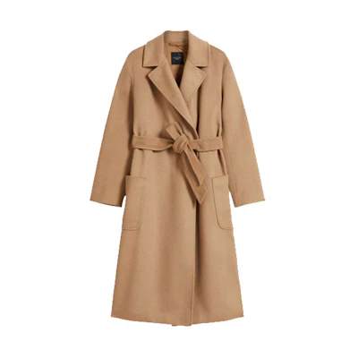 (Women) WEEKEND MaxMara Camel Mid-Length Cashmere Coat. 5016071306011-ASSUAN