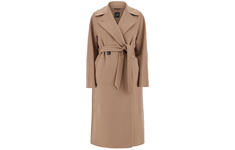 (Women) WEEKEND MaxMara  Casual Wool Coat with Lapel - Camel Color. 5016021306006-RESINA