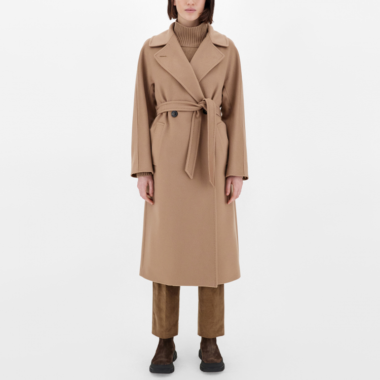 Lookbook (W) 위켄드 막스마라 캐주얼 울 코트 라펠 디자인 - 카멜 컬러. 5016021306006-RESINA