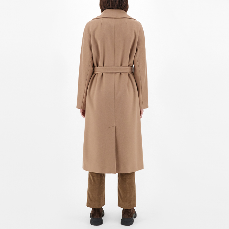 Shop (W) 위켄드 막스마라 캐주얼 울 코트 라펠 디자인 - 카멜 컬러. 5016021306006-RESINA