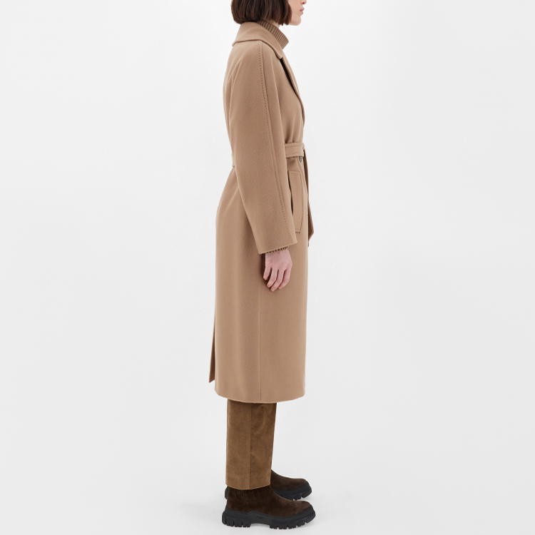 Purchase (W) 위켄드 막스마라 캐주얼 울 코트 라펠 디자인 - 카멜 컬러. 5016021306006-RESINA