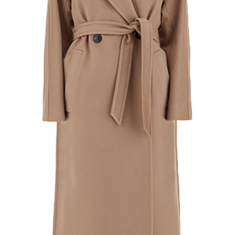Sizing (W) 위켄드 막스마라 캐주얼 울 코트 라펠 디자인 - 카멜 컬러. 5016021306006-RESINA