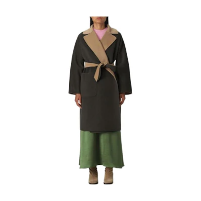 (Women) WEEKEND MaxMara Colorblock High-Waist Loose Mid-Length Coat Green 2350160239600-027