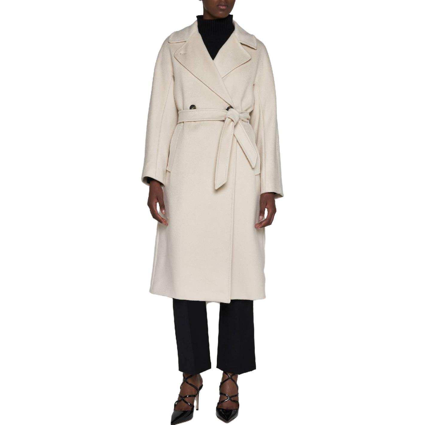 Lookbook (W) 周末MaxMara双排扣腰带长款大衣米白色 2350161133600048-RESINA