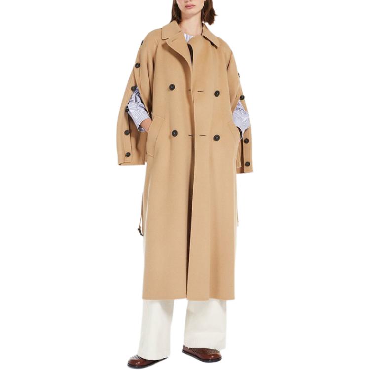 Shop (W) WEEKEND MaxMara 卡其色雙排扣長大衣 5016024106-065