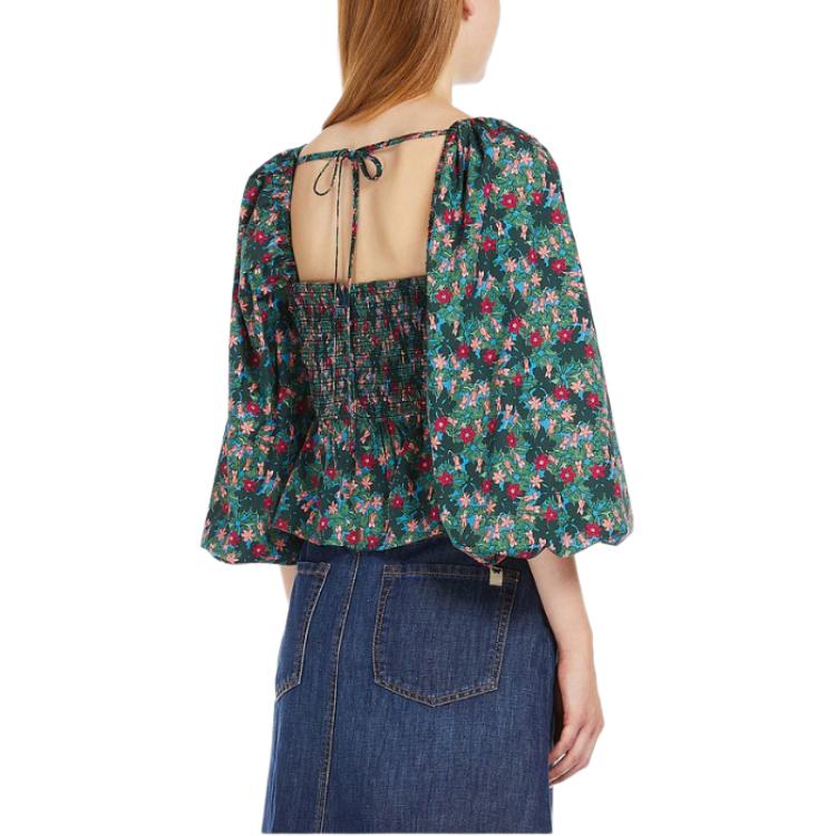 Purchase (W) WEEKEND MaxMara  Atasan Lengan Panjang Hijau Motif Kotak Leher Persegi Panjang 5161044206-006