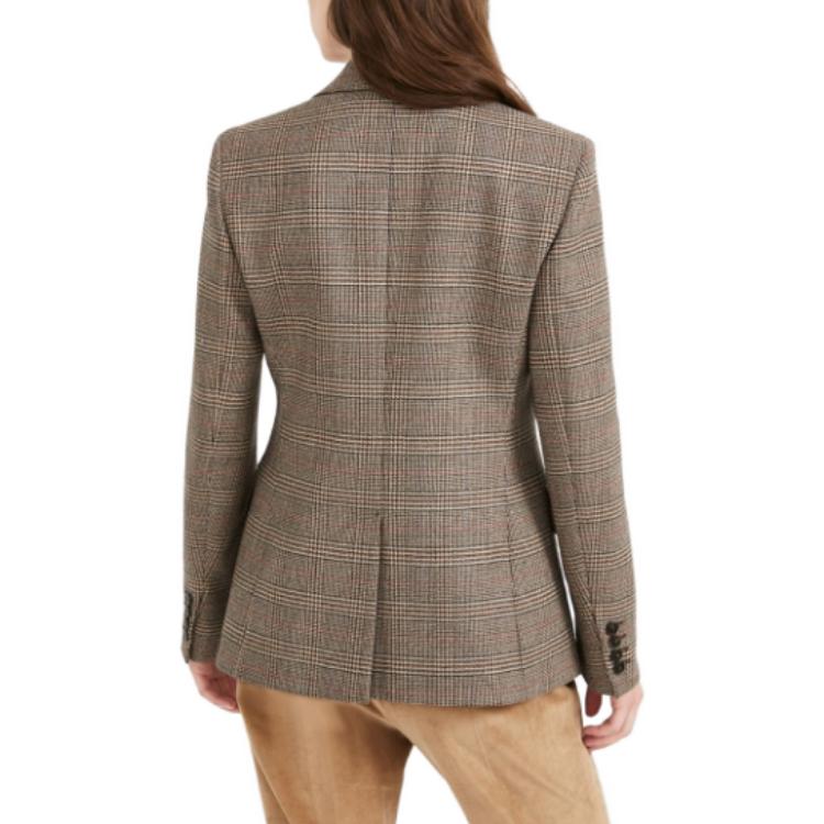 Shop (W) 周末MaxMara灰色格纹修身V领长袖西装外套 5046010306-001