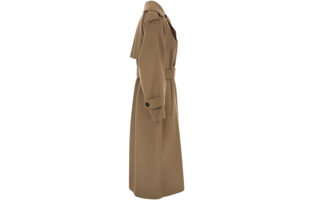 Shop (W) 周末MaxMara卡其色双排扣翻领长款大衣 2350110137600-058
