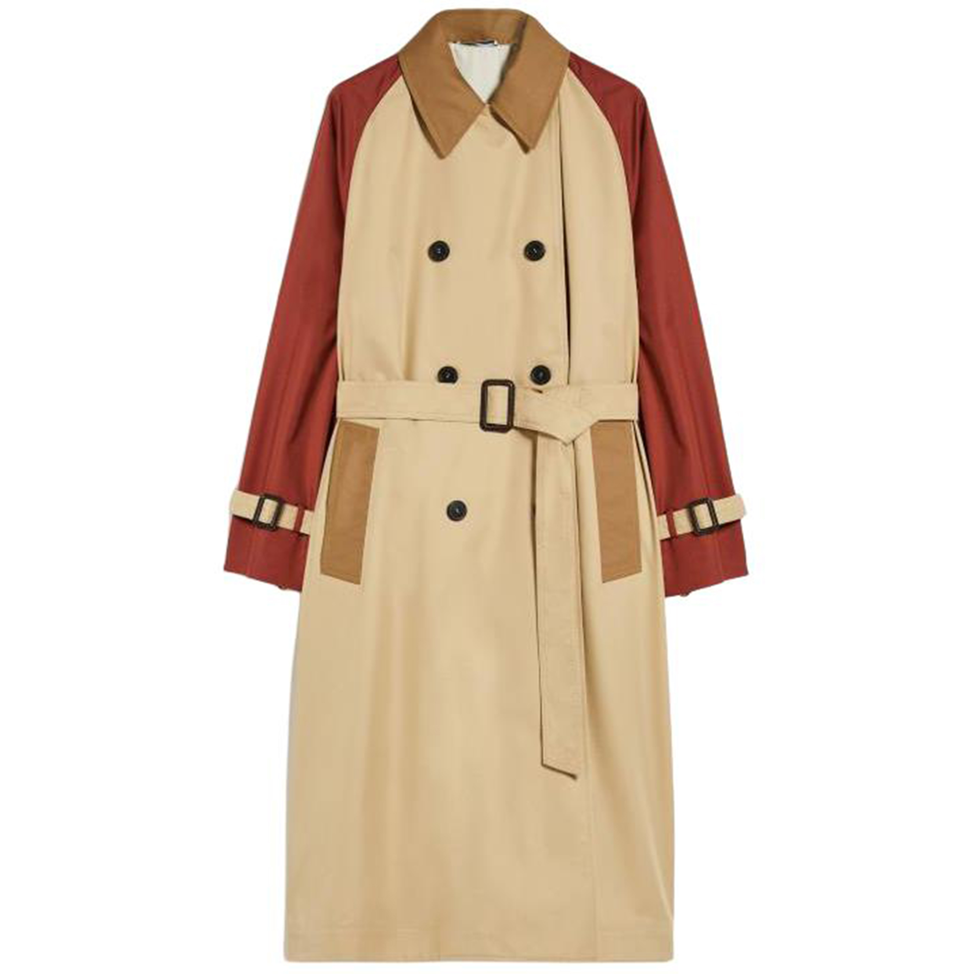 (Women) WEEKEND MaxMara  Khaki Relaxed Fit Trench Coat with Logo and Raglan Sleeves 5021024106003-CANASTA