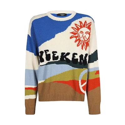 (Women) WEEKEND MaxMara Letter Print Crewneck Long Sleeve Sweater Multicolor 2353662039600-001