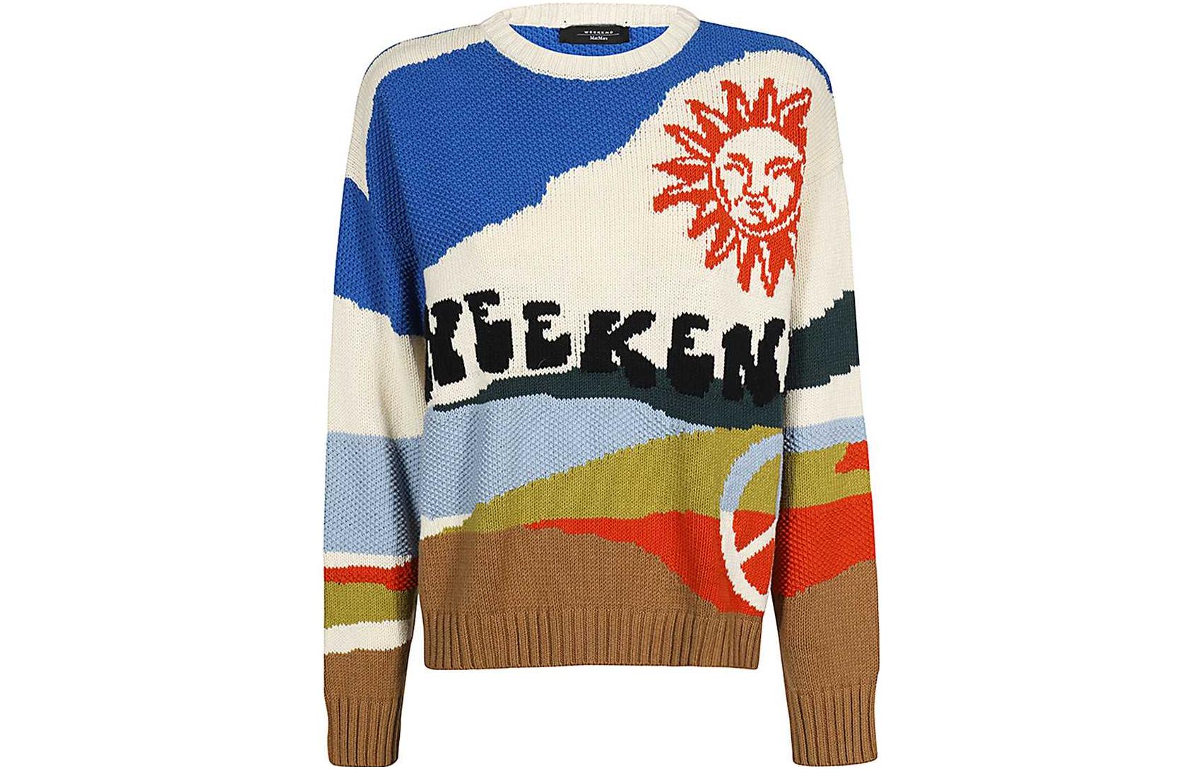 Order (W) 위켄드 막스마라 레터 프린트 크루넥 긴팔 스웨터 멀티컬러 2353662039600-001