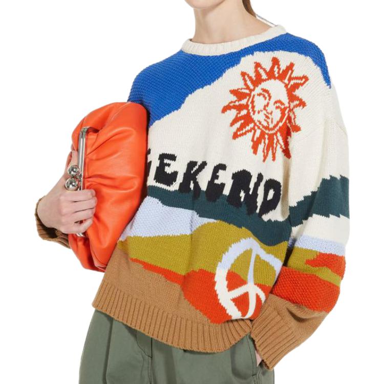 Shop (W) 위켄드 막스마라 레터 프린트 크루넥 긴팔 스웨터 멀티컬러 2353662039600-001