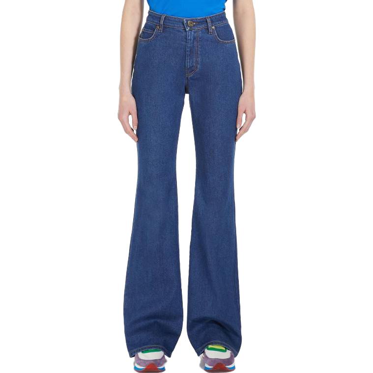 Lookbook (W) WEEKEND MaxMara Celana Casual Biru Muda Mid-Rise Loose Fit Flare. 2351860139600-001