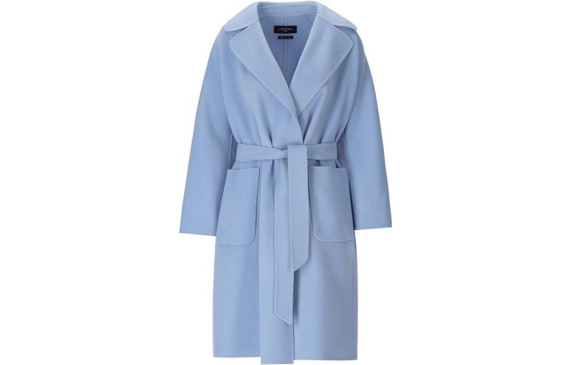 (Women) WEEKEND MaxMara  Light Blue Long Belted Coat with Long Sleeves 2350160339600-068