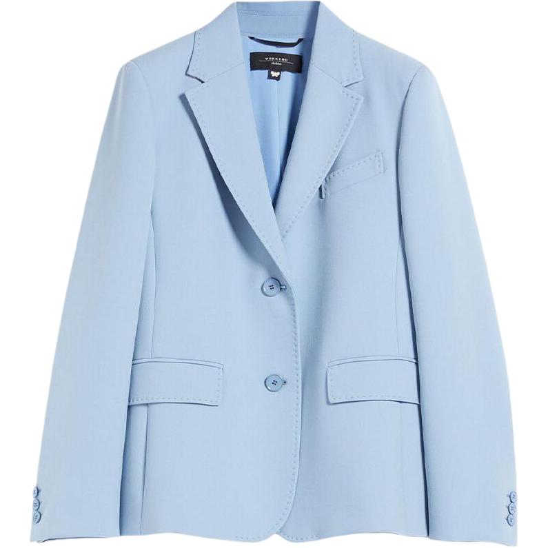 (Women) WEEKEND MaxMara  Light Blue Solid Casual Single-Breasted Blazer Jacket. 5041023706