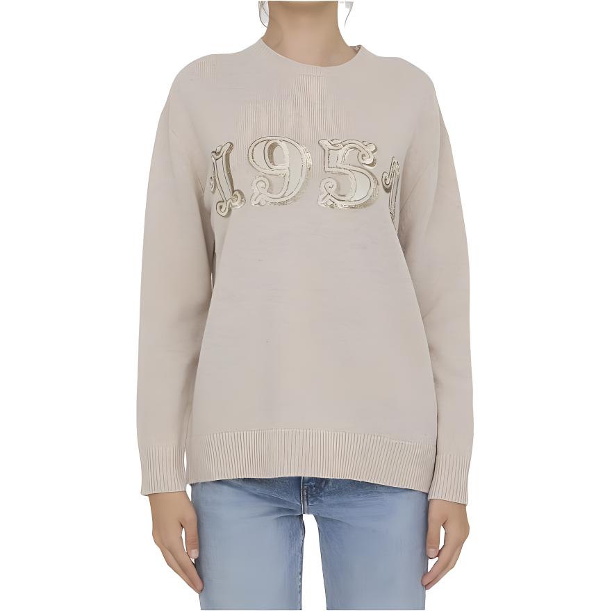 Order (W) WEEKEND MaxMara Suéter Gris Claro Estampado Digital Cuello Redondo Manga Larga 1366224206-026