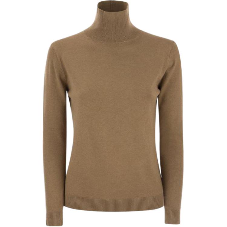 (Women) WEEKEND MaxMara  Oversized Turtleneck Sweater in Camel Color. 2353660133600-003